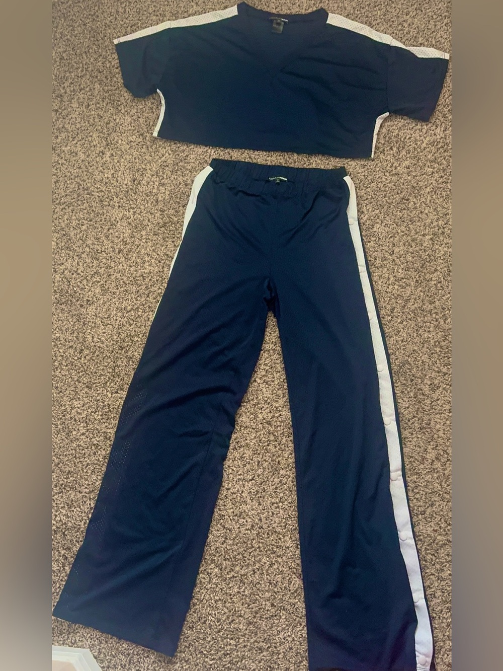 Navy and white 2 piece track set from Fashion Nova